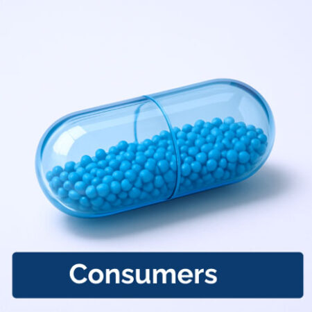 Blue capsule with peptide beads for consumers - OnlyPeptide
